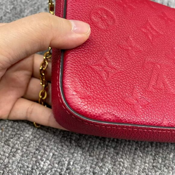 100%  Authentic Louis Vuitton Pochette Felicie Red W/P Monogram Shoulder Bag - Picture 8 of 16